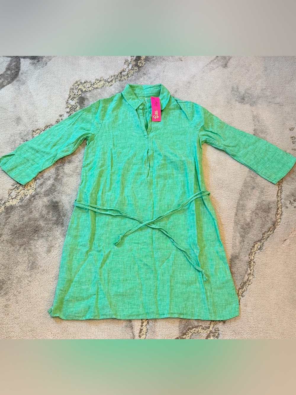 NWT Lilly Pulitzer Pilar Tunic Linen Dress Gecko Green/Resort White XS - Picture 4 of 4